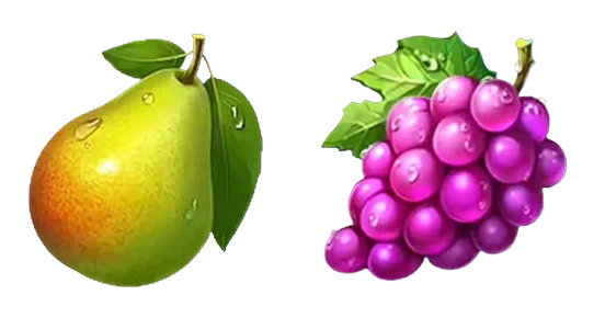 Pear and grapes fruit symbol icons